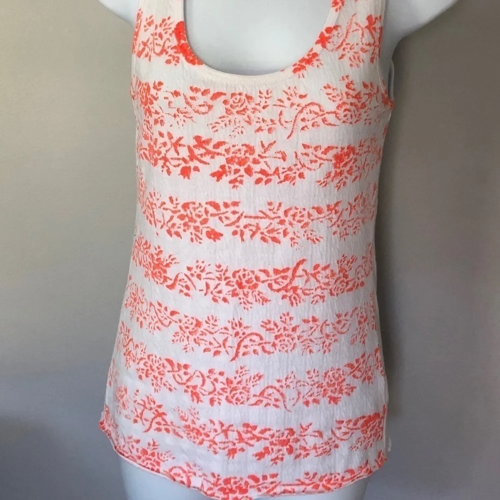 Free People orange and white sleeveless lightweight tank top